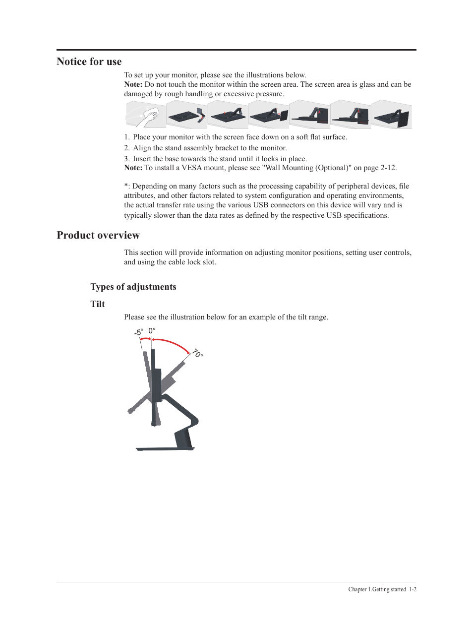 书签 44, Notice for use, Product overview | Notice for use -2 product overview -2 | Lenovo T24t-20 23.8" 16:9 Multi-Touch IPS Display User Manual | Page 7 / 44
