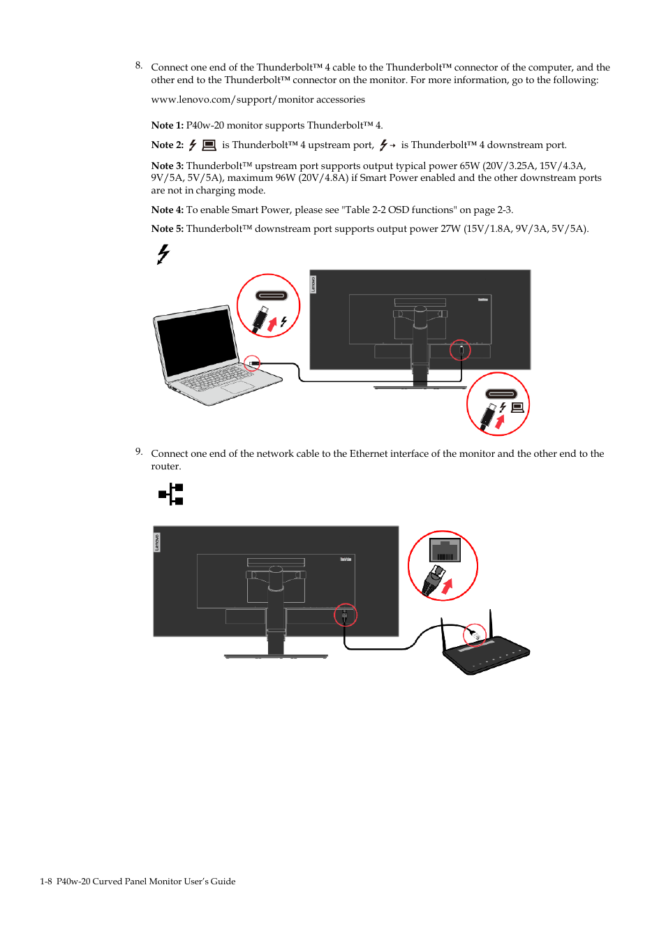 Lenovo ThinkVision P40w-20 39.7" 5K Ultrawide Curved Monitor User Manual | Page 12 / 55