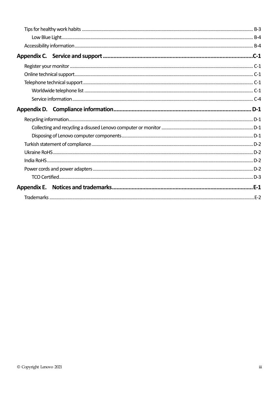 Lenovo ThinkVision P40w-20 39.7" 5K Ultrawide Curved Monitor User Manual | Page 4 / 55