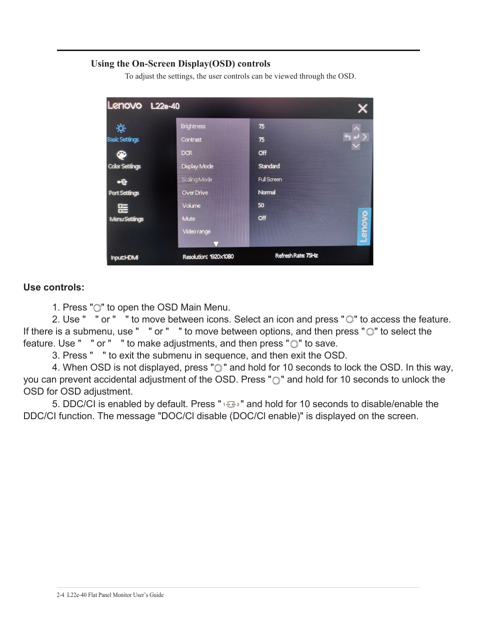 Lenovo L22e-40 21.5" Monitor (Cloud Gray) User Manual | Page 16 / 31