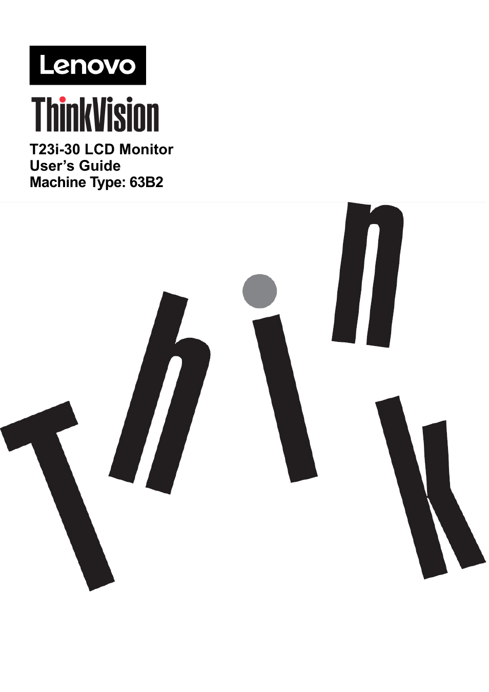 Lenovo ThinkVision T23i-30 23" Monitor User Manual | 41 pages