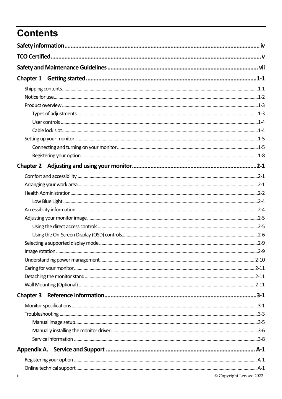 Lenovo ThinkVision T23i-30 23" Monitor User Manual | Page 3 / 41