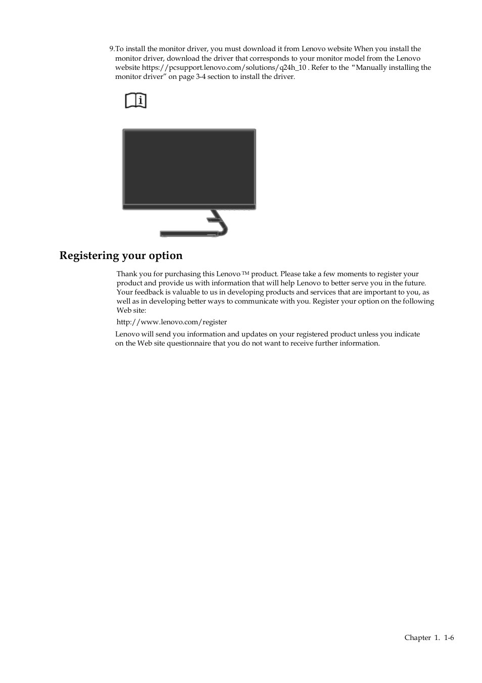 Registering your option, Registering your option -6 | Lenovo Q24h-10 23.8" 16:9 FreeSync IPS Monitor (Gray) User Manual | Page 12 / 32