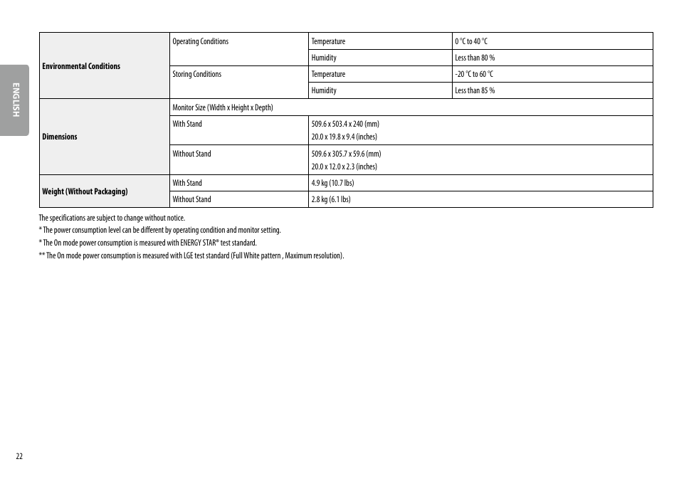 LG BL450Y 22" Desktop Monitor (White) User Manual | Page 22 / 29