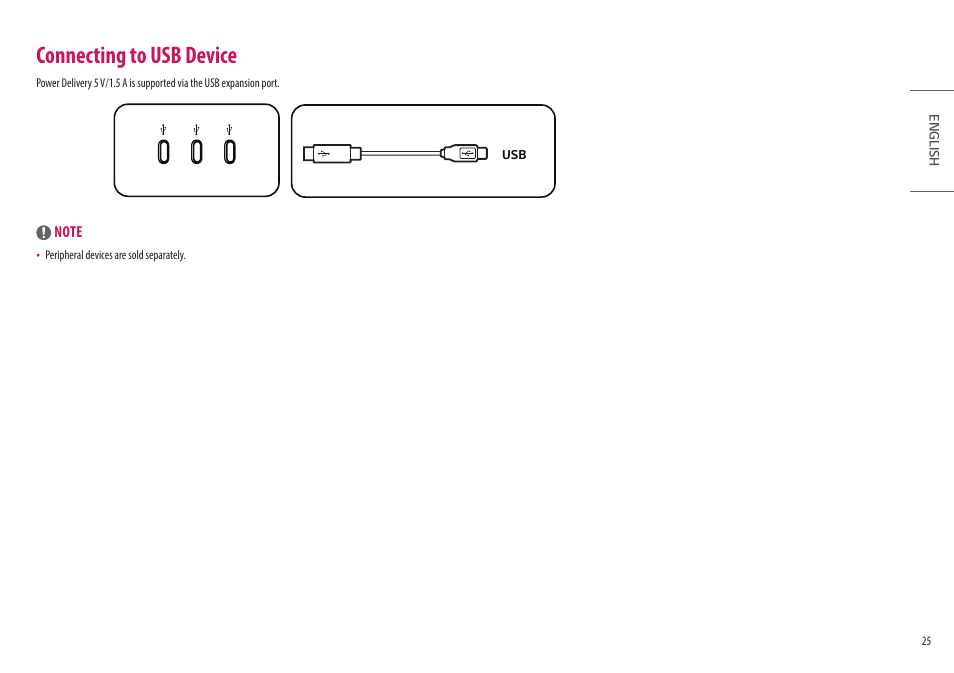 Connecting to usb device | LG UltraFine 27MD5KL-B 27" 16:9 5K IPS Monitor User Manual | Page 25 / 31