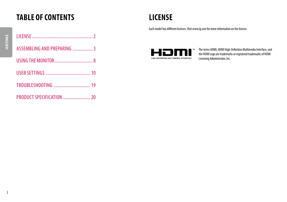 LG 24MP400-B 23.8" 16:9 FreeSync Full HD IPS Monitor User Manual | Page 2 / 33