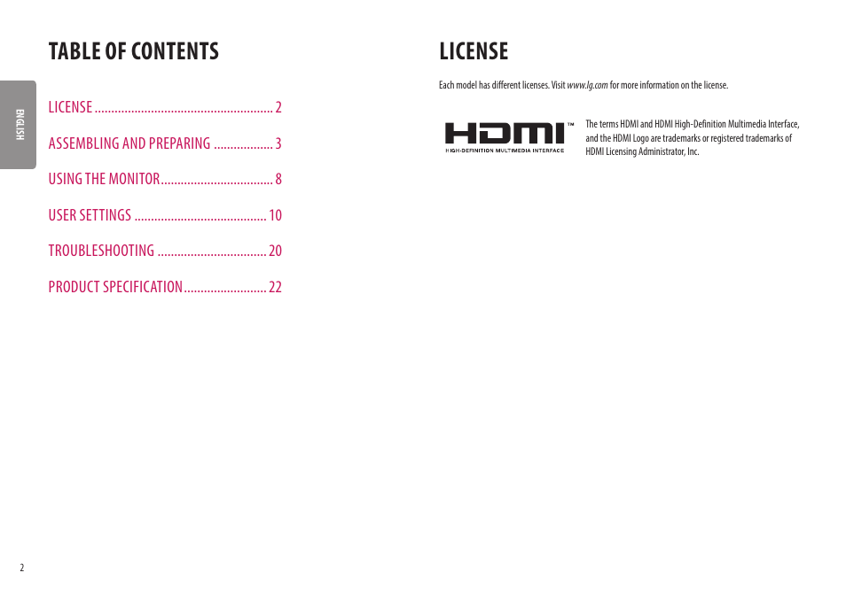 LG UltraWide 25.7" HDR Monitor User Manual | Page 2 / 39