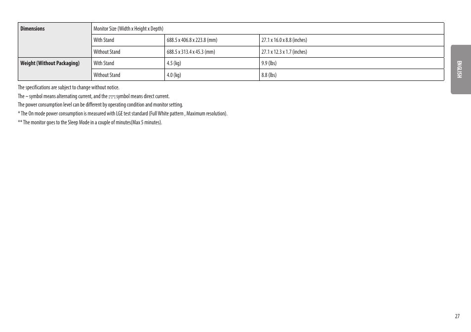 LG UltraWide 25.7" HDR Monitor User Manual | Page 27 / 39