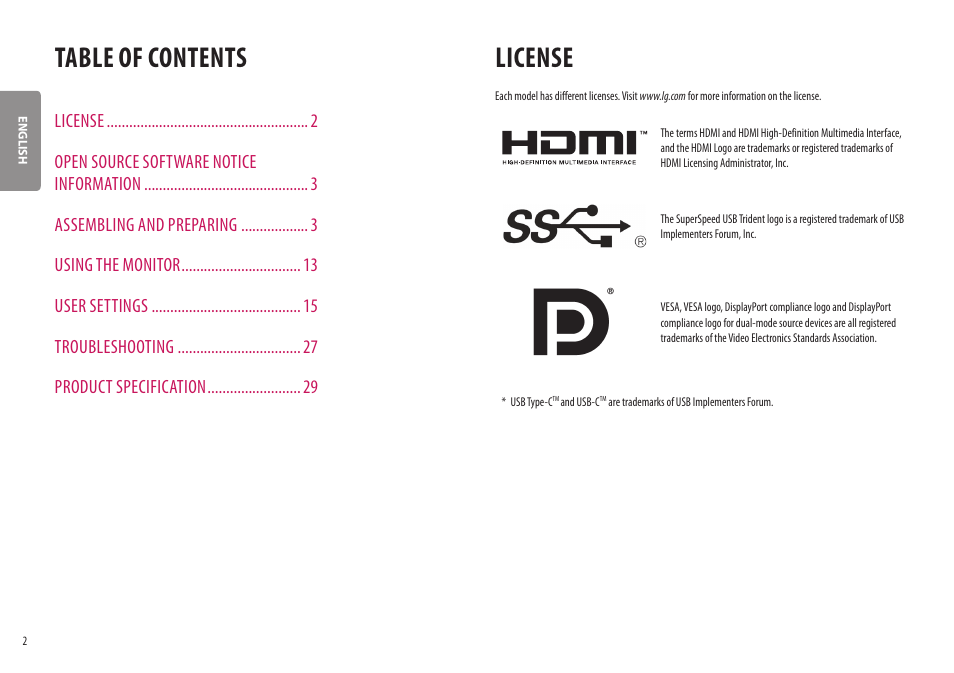 LG UltraWide 37.5" QHD+ HDR Curved Monitor User Manual | Page 2 / 35