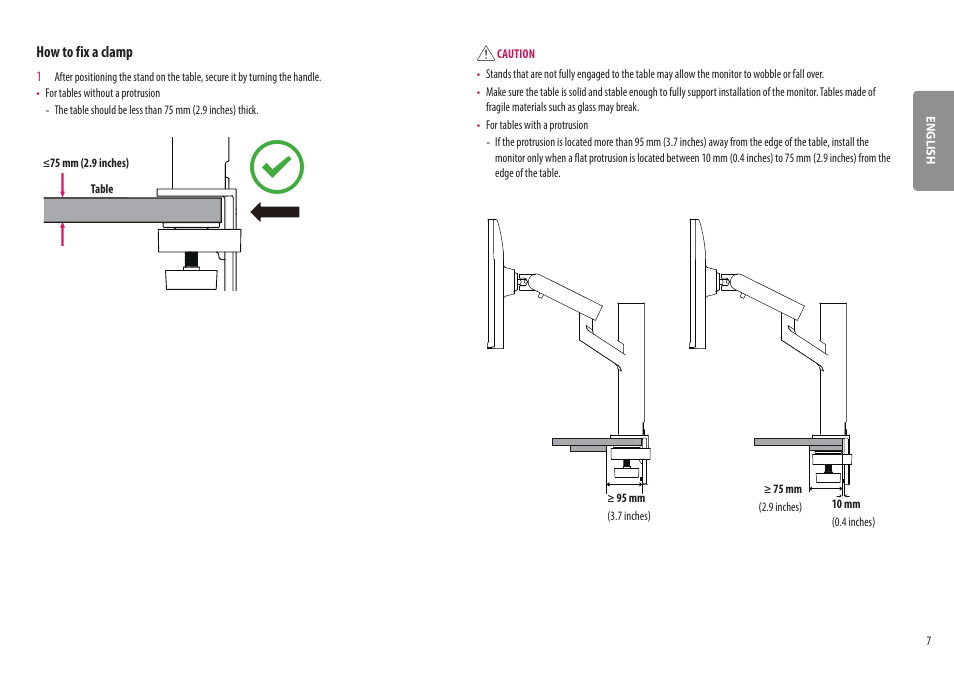 How to fix a clamp | LG UltraWide 37.5" QHD+ HDR Curved Monitor User Manual | Page 7 / 35