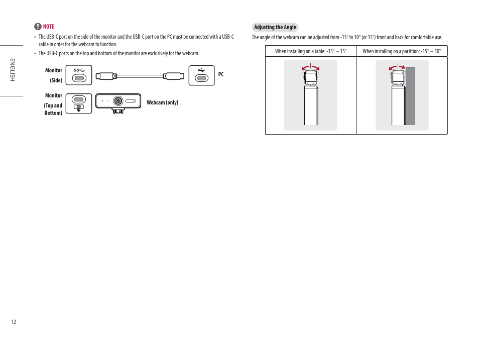 LG Libero 27MQ70QC-S 27" 1440p HDR Monitor with Detachable Webcam User Manual | Page 12 / 29