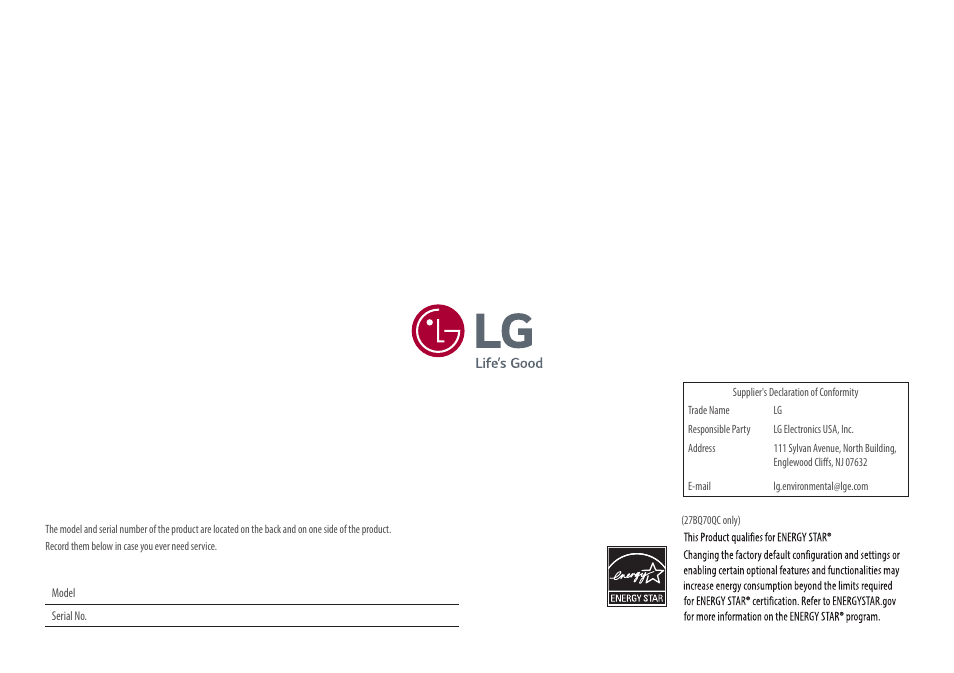 LG Libero 27MQ70QC-S 27" 1440p HDR Monitor with Detachable Webcam User Manual | Page 29 / 29