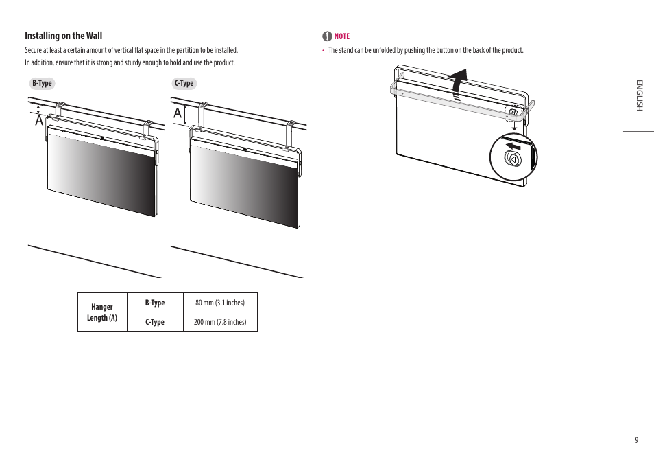 Installing on the wall | LG Libero 27MQ70QC-S 27" 1440p HDR Monitor with Detachable Webcam User Manual | Page 9 / 29