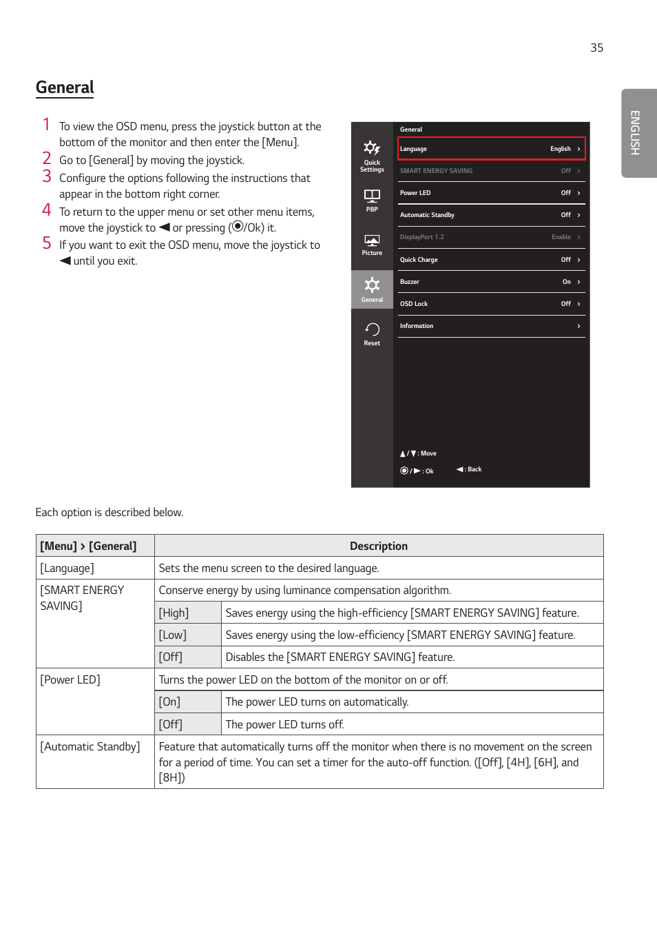 General 1 | LG 27HJ713C-B 27" 16:9 8MP IPS Clinical Review Monitor User Manual | Page 35 / 43