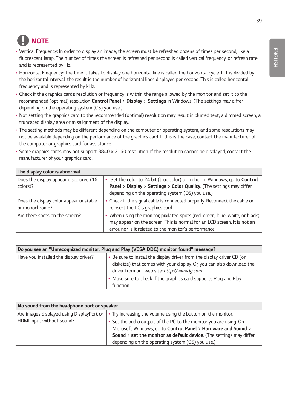 LG 27HJ713C-B 27" 16:9 8MP IPS Clinical Review Monitor User Manual | Page 39 / 43