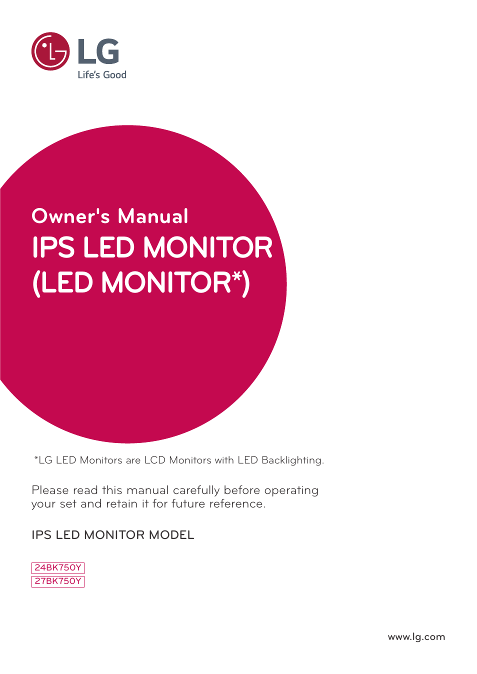 LG 24BK750Y-B 24" 16:9 IPS Monitor User Manual | 29 pages