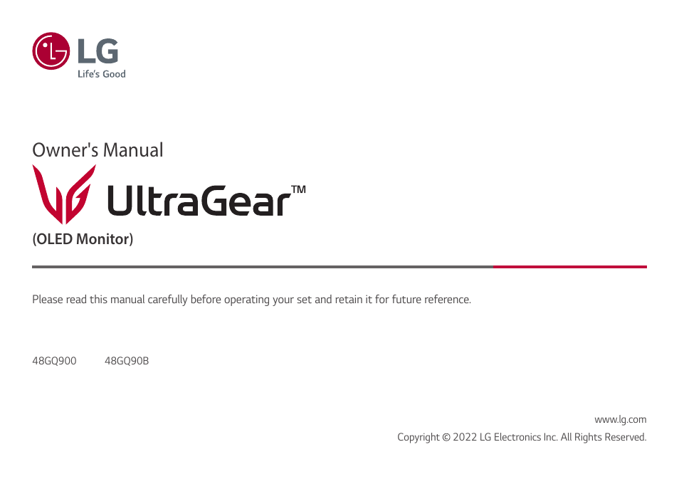 LG UltraGear 47.5" 4K HDR 138 Hz Gaming Monitor User Manual | 30 pages