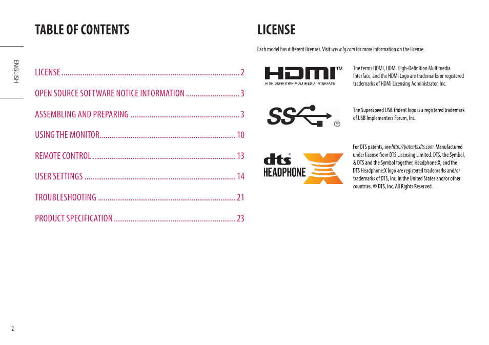 LG UltraGear 47.5" 4K HDR 138 Hz Gaming Monitor User Manual | Page 2 / 30