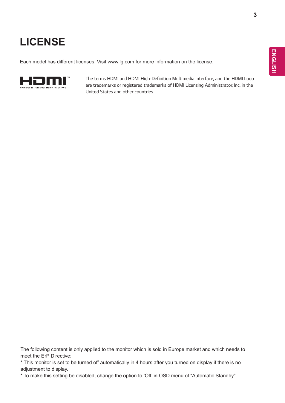 License | LG 24BK430H-B 23.8" 16:9 IPS FreeSync Monitor User Manual | Page 3 / 30