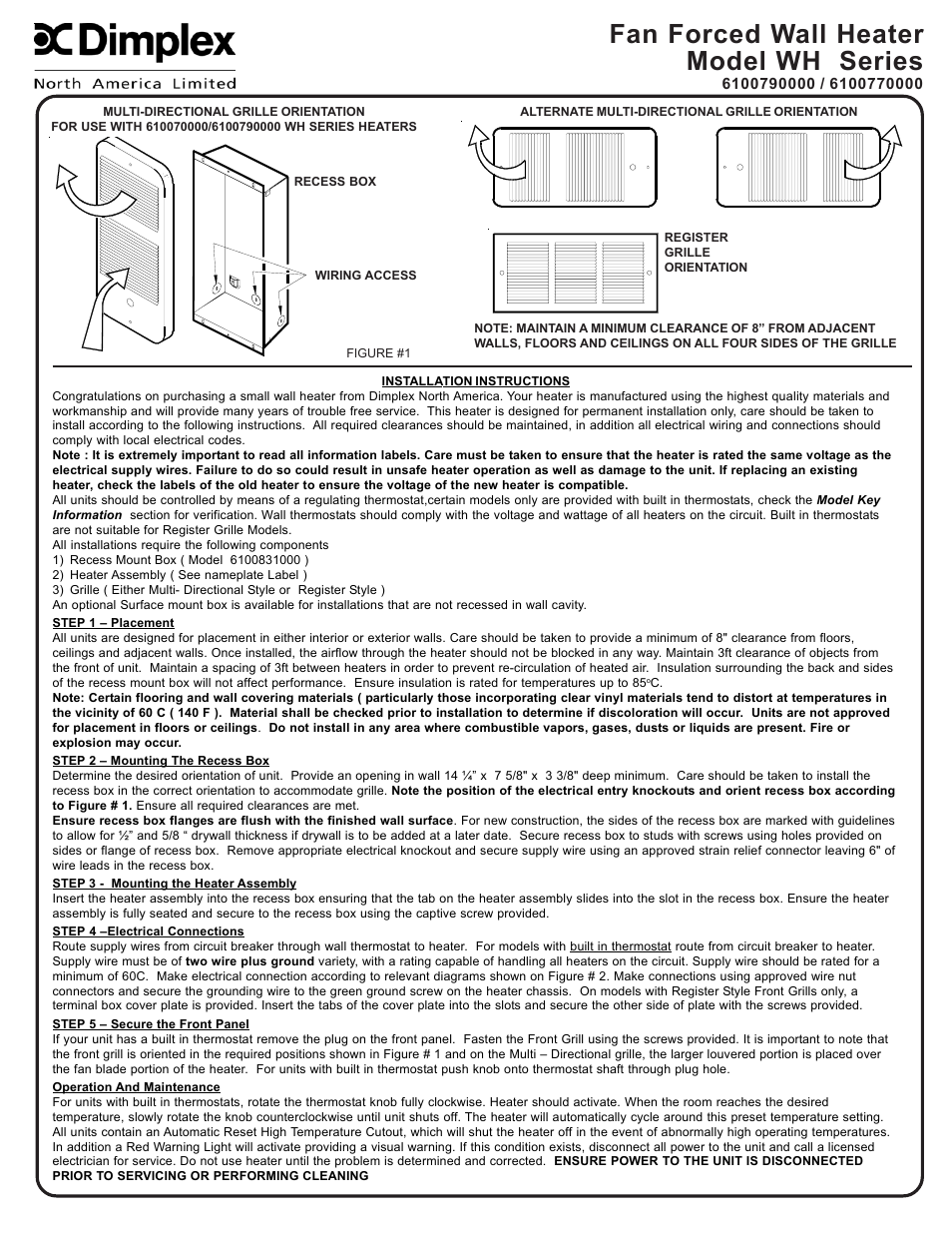 Dimplex 6100770000 User Manual | 2 pages