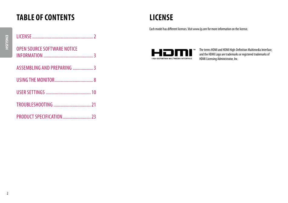 LG 32UL500-W 32'' 16:9 FreeSync 4K VA Monitor User Manual | Page 2 / 27