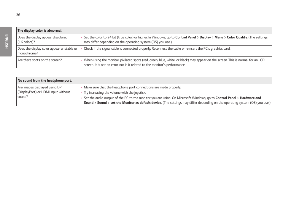 LG UltraGear 24GN650-B 24" 16:9 FreeSync 144 Hz Full HD HDR IPS Gaming Monitor User Manual | Page 36 / 54