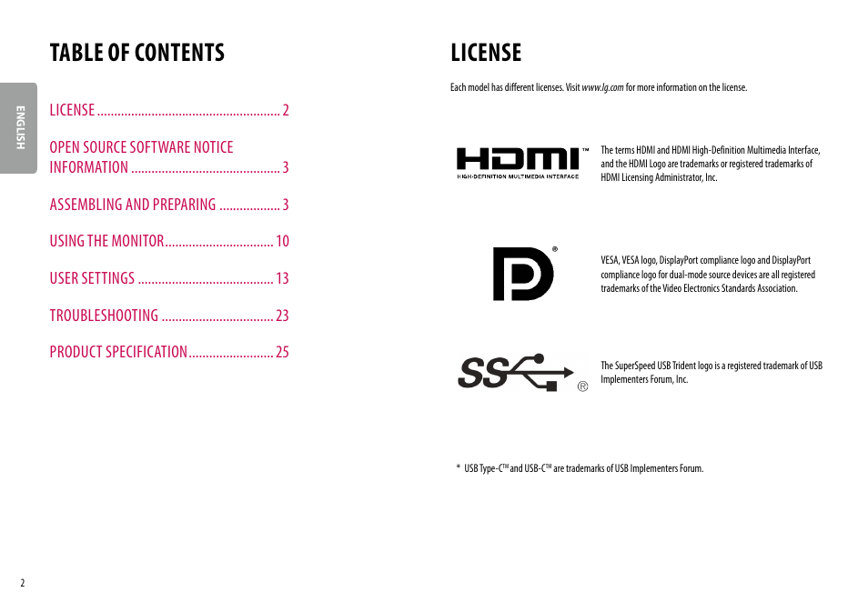 LG 27BK67U-B 27" 16:9 4K UHD FreeSync IPS Monitor User Manual | Page 2 / 29