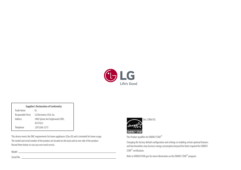 LG 27BK67U-B 27" 16:9 4K UHD FreeSync IPS Monitor User Manual | Page 29 / 29