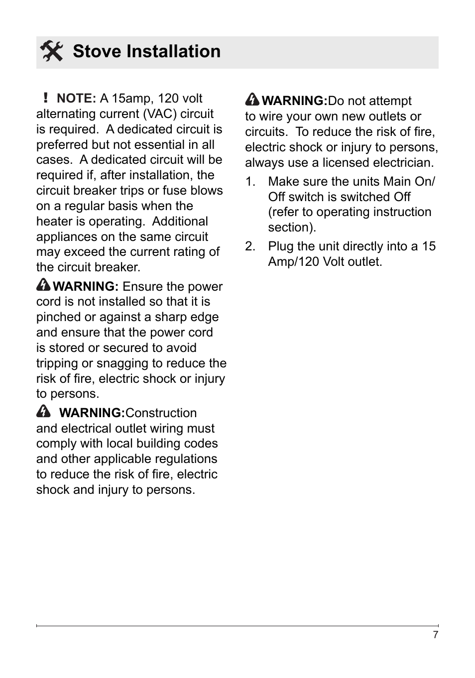 Stove installation | Dimplex DS5804CM User Manual | Page 7 / 16