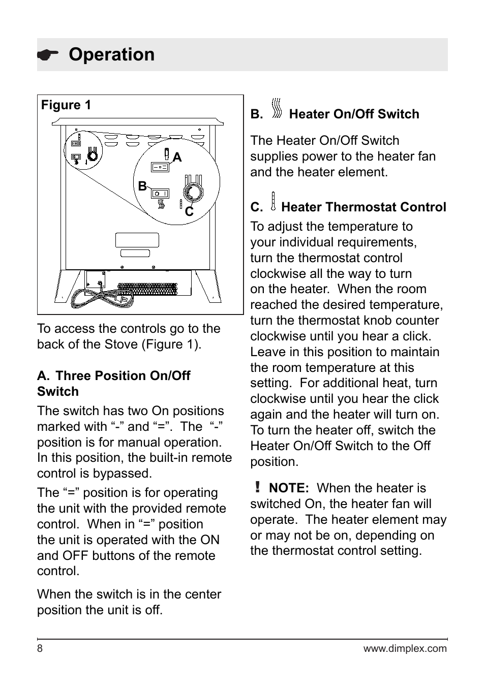Operation | Dimplex DS5804CM User Manual | Page 8 / 16