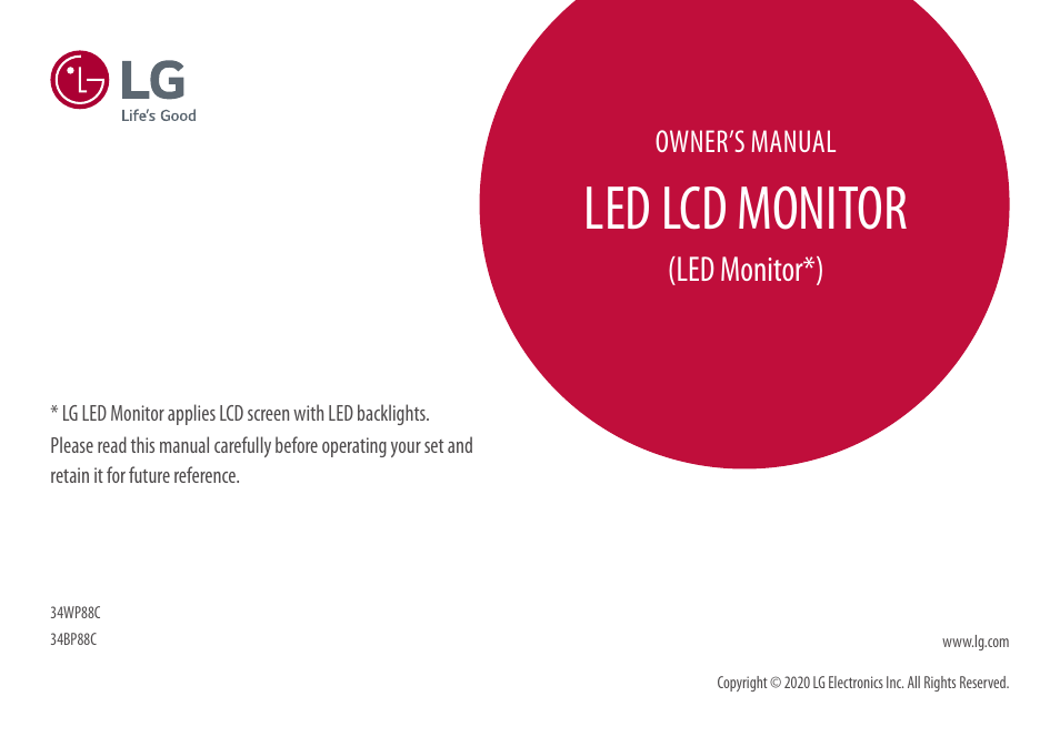 LG BP88CN-B 34" 1440p HDR Curved Monitor User Manual | 33 pages