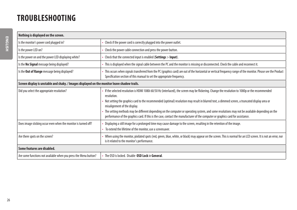 Troubleshooting | LG BP88CN-B 34" 1440p HDR Curved Monitor User Manual | Page 26 / 33