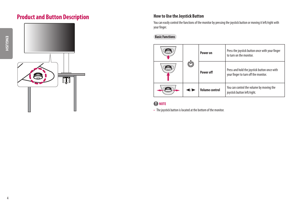 Product and button description | LG BP88CN-B 34" 1440p HDR Curved Monitor User Manual | Page 4 / 33