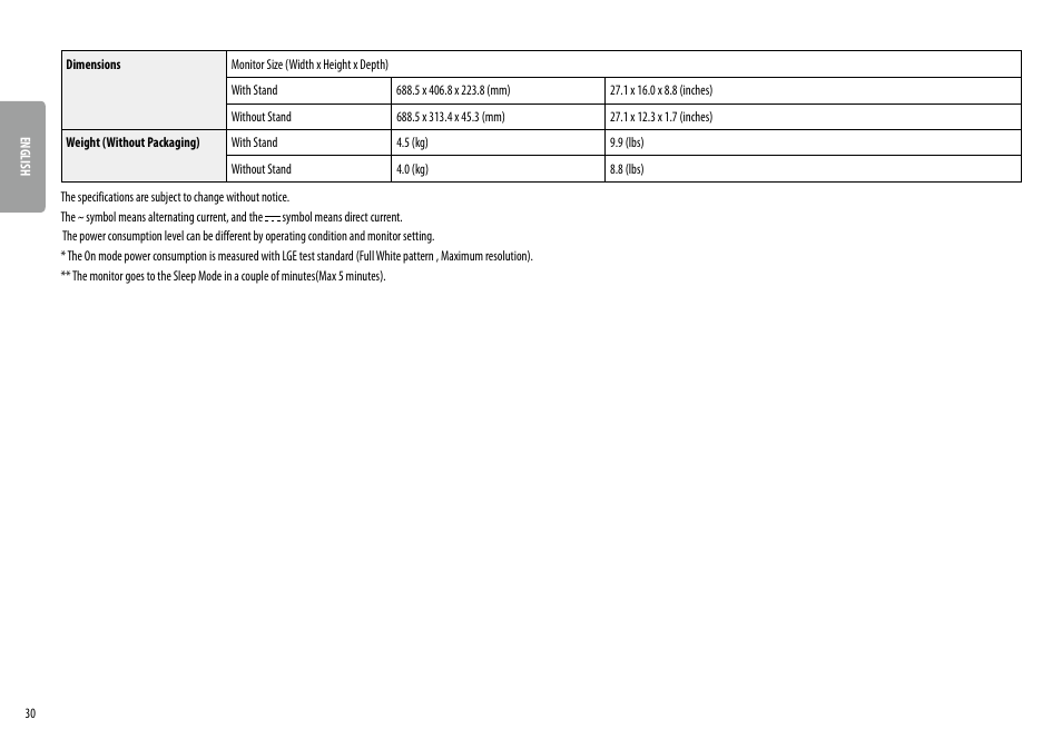 LG UltraWide 34BQ650-W 34" 1080p HDR 100 Hz Monitor User Manual | Page 30 / 40