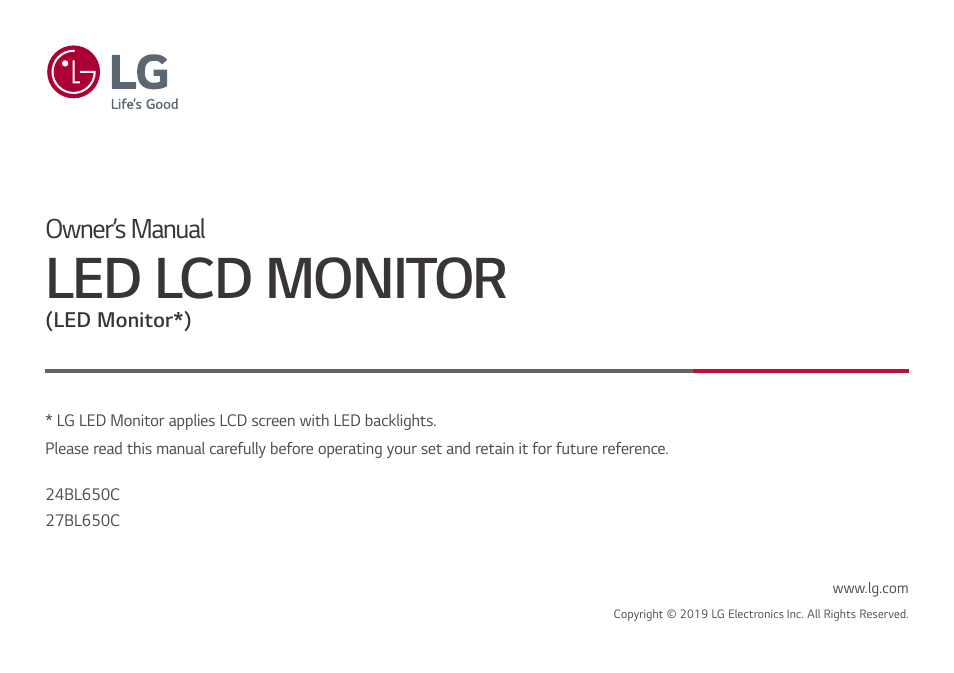 LG 27" IPS Full HD Monitor with USB Type-C User Manual | 27 pages