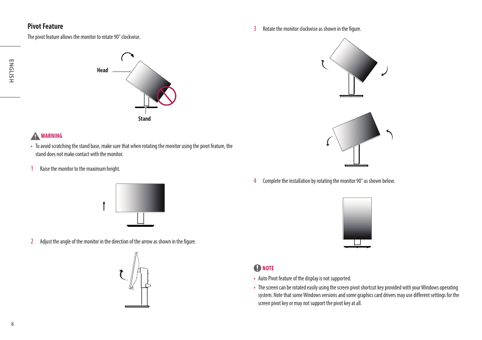 Pivot feature | LG 27" IPS Full HD Monitor with USB Type-C User Manual | Page 6 / 27