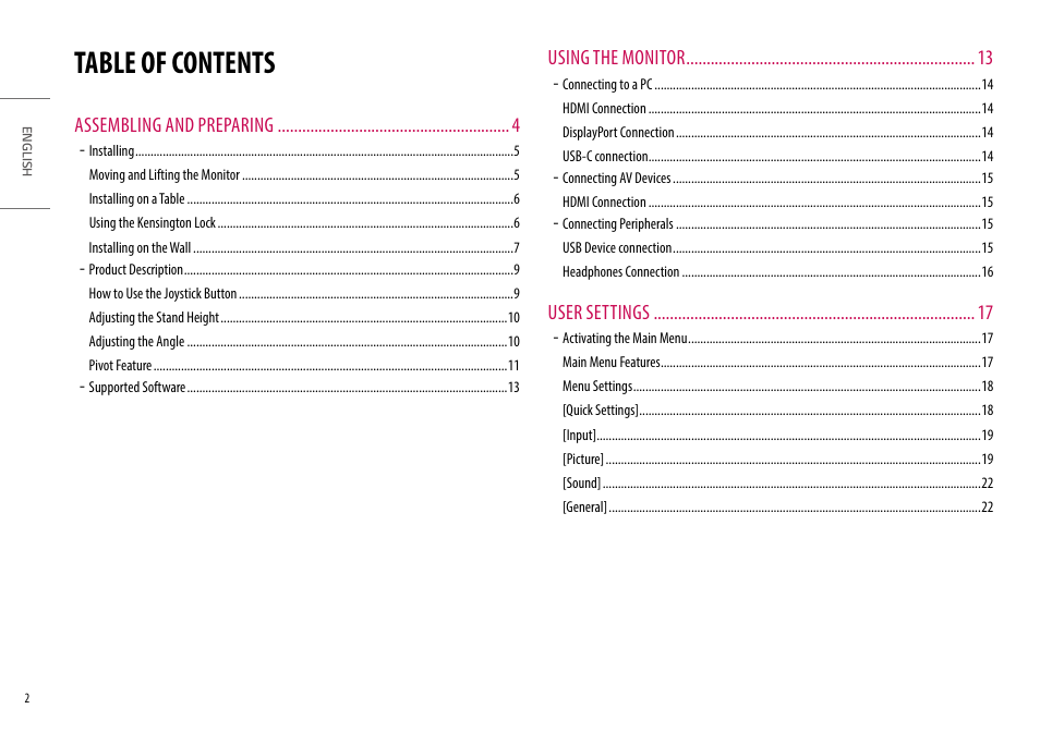 LG UltraFine 27" 4K HDR Monitor User Manual | Page 2 / 33