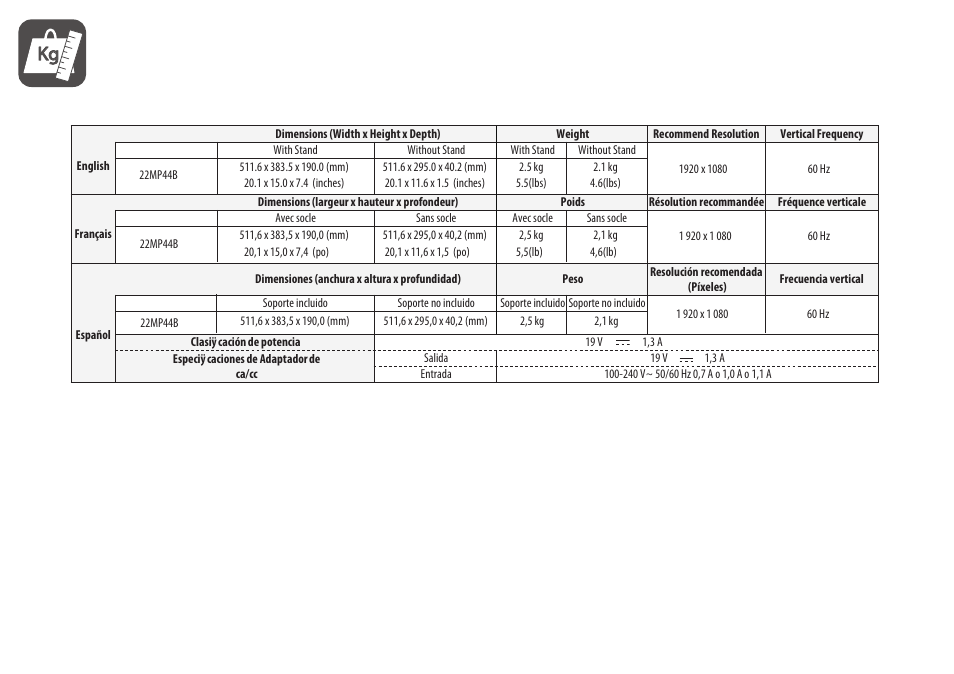 LG 22BP410-B 21.5" Monitor User Manual | Page 7 / 8