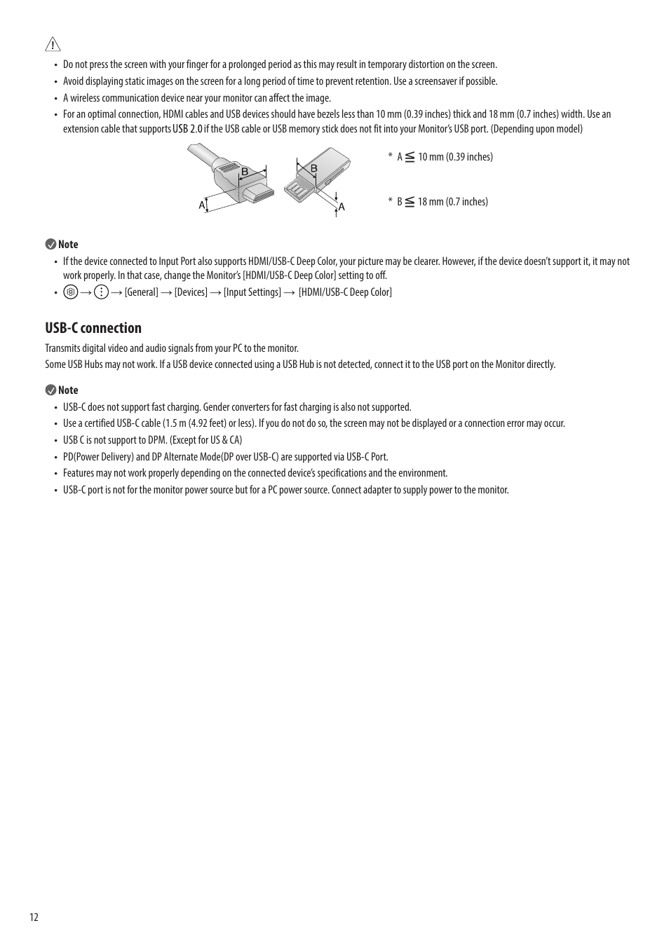 Usb-c connection | LG 43SQ700S-W 42.5" 4K HDR Monitor (White) User Manual | Page 12 / 21