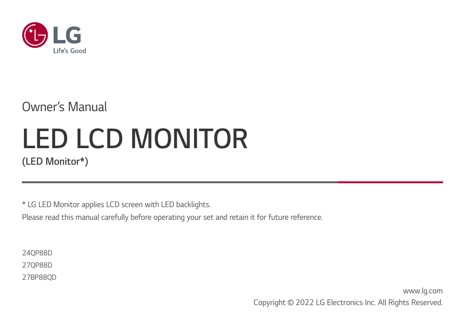 LG Ergo Dual 27" 1440p HDR Monitors User Manual | 39 pages