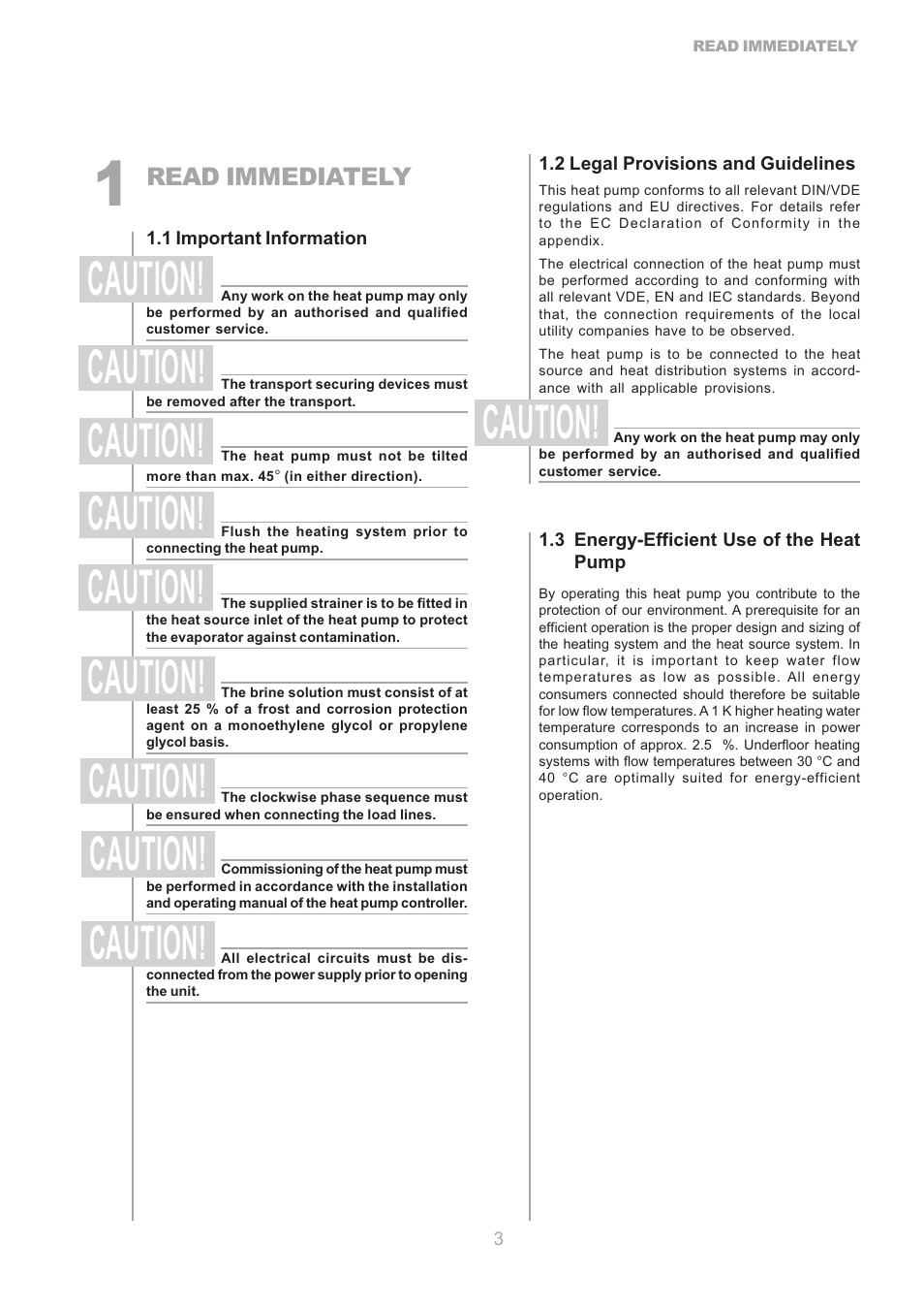 Caution | Dimplex SI 75ZS User Manual | Page 3 / 28