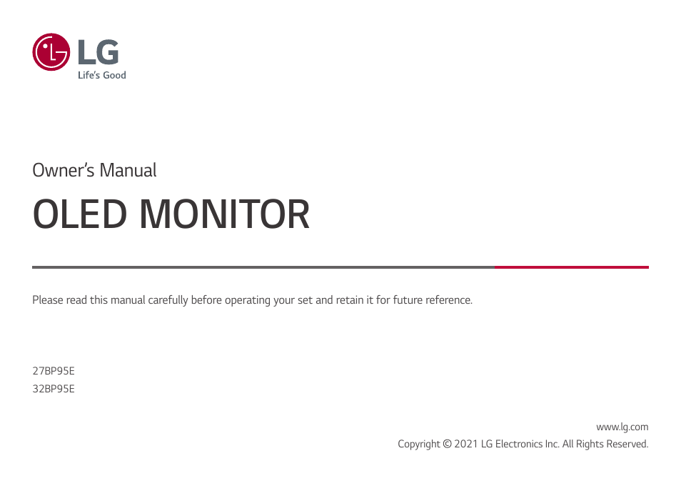 LG UltraFine 27BP95E-B 27" 4K HDR Monitor User Manual | 31 pages