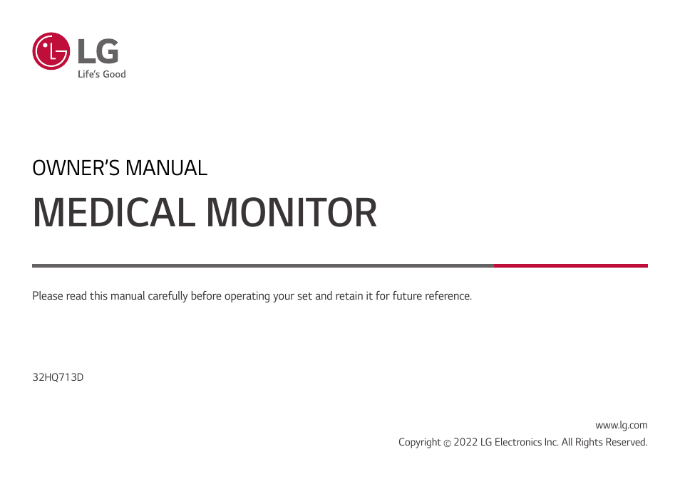 LG 32HQ713D-B 31.5" 8MP 4K Diagnostic Monitor User Manual | 42 pages