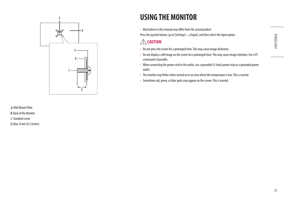 Using the monitor | LG 32HQ713D-B 31.5" 8MP 4K Diagnostic Monitor User Manual | Page 21 / 42