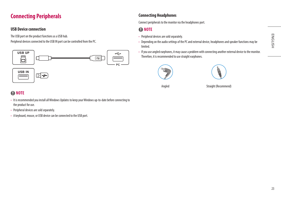 Connecting peripherals | LG 32HQ713D-B 31.5" 8MP 4K Diagnostic Monitor User Manual | Page 23 / 42