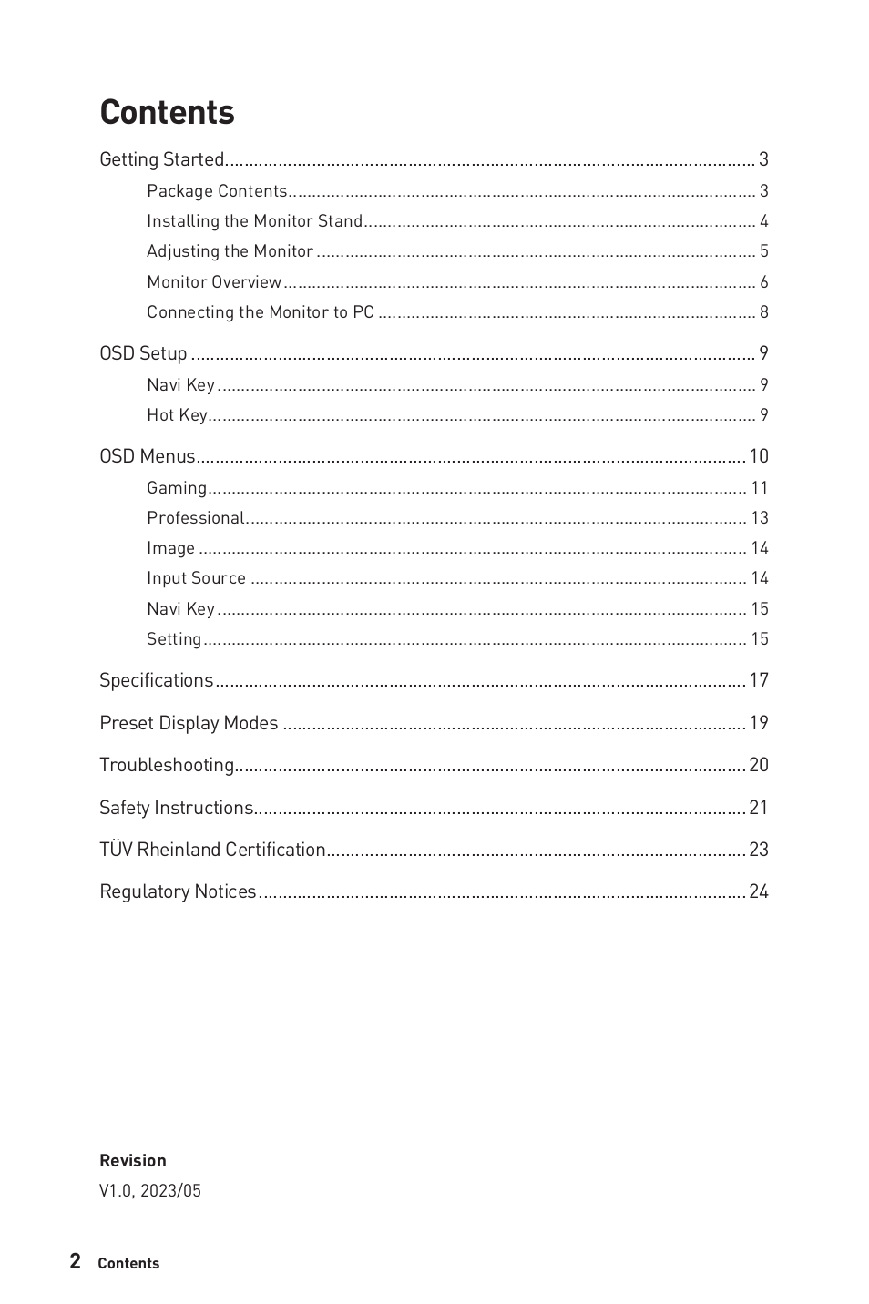 MSI G2412V 23.8" 100 Hz Gaming Monitor User Manual | Page 2 / 26