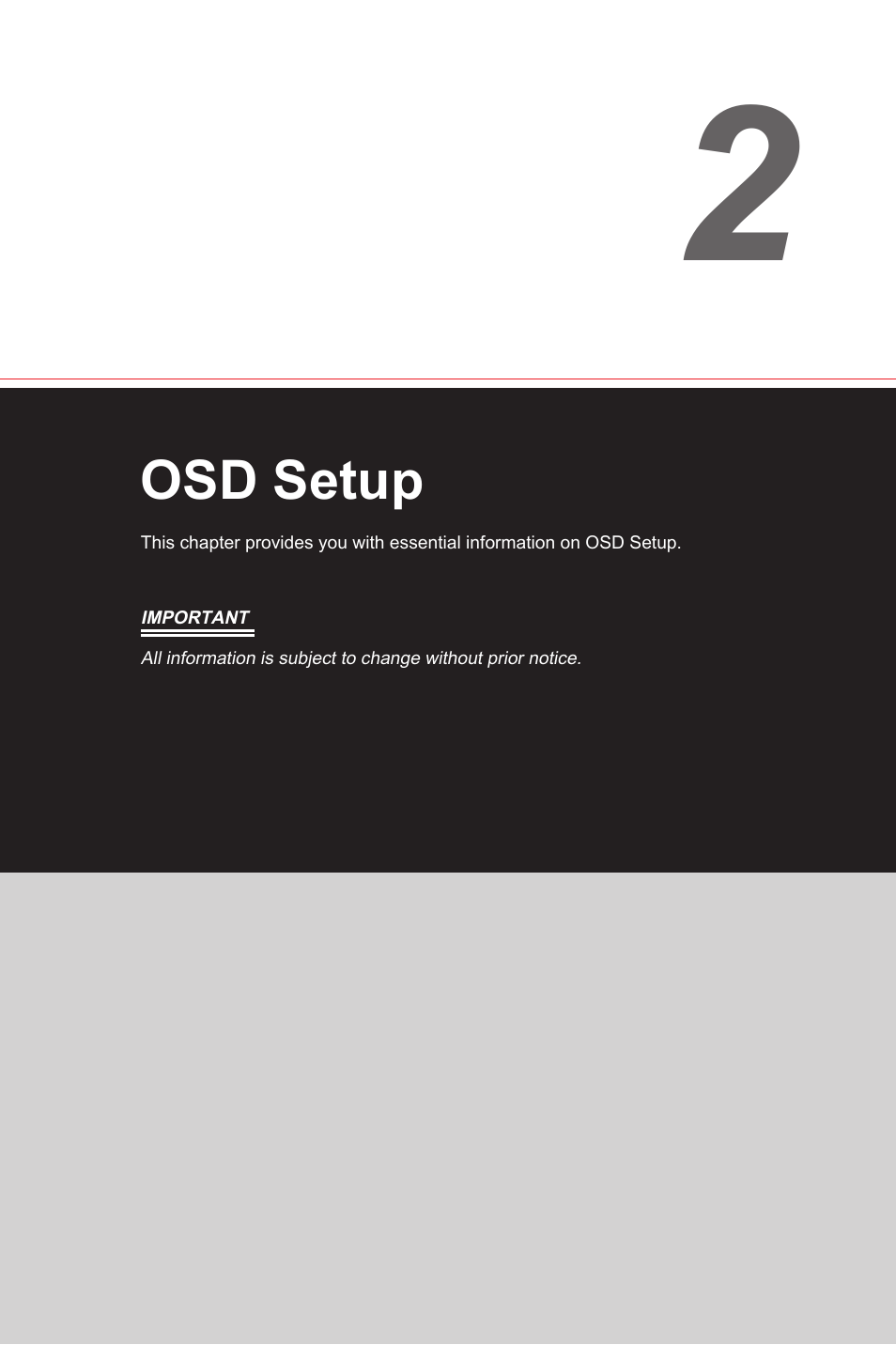 Osd setup | MSI Optix G27C4 E2 27" Curved 170 Hz Gaming Monitor User Manual | Page 19 / 34