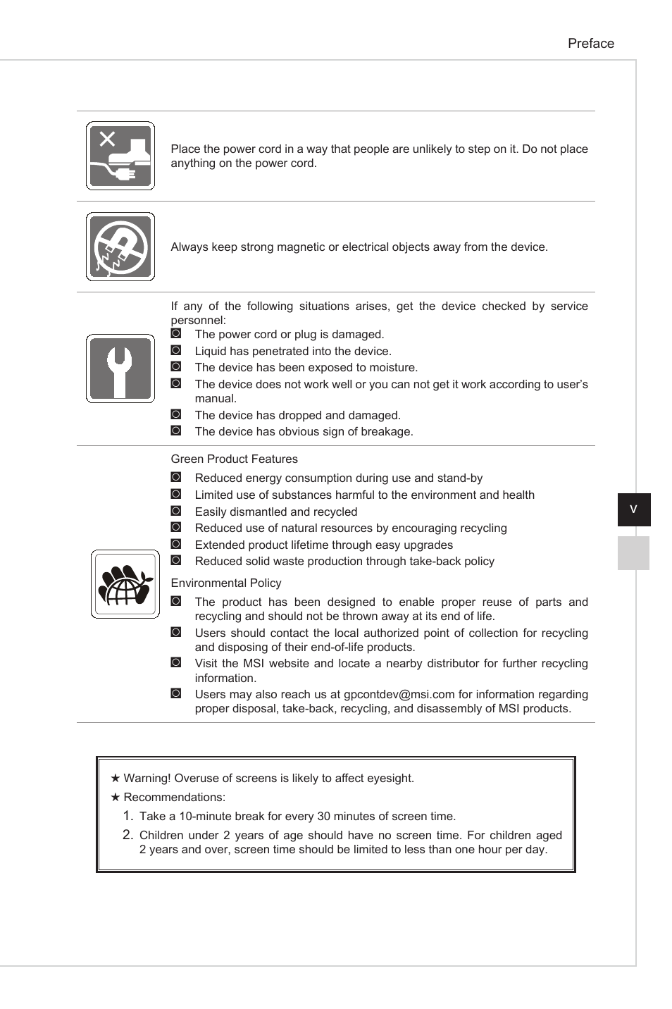 MSI Optix G27C4 E2 27" Curved 170 Hz Gaming Monitor User Manual | Page 5 / 34