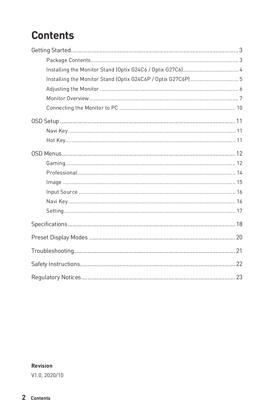 MSI Optix G24C6P 23.8" 16:9 Curved FreeSync Full HD 144 Hz VA Gaming Monitor User Manual | Page 2 / 25