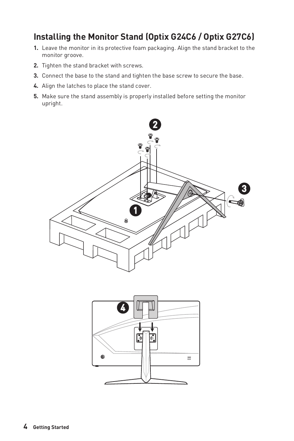 MSI Optix G24C6P 23.8" 16:9 Curved FreeSync Full HD 144 Hz VA Gaming Monitor User Manual | Page 4 / 25